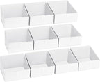 DIMJ Closet Storage Bins 10 Pack - Fabric Storage Baskets for Shelves, Collapsible Clothes Organizer, Trapezoid Shelf Organization Storage Cubes for Purse, Toys, Books, Towel, Clothes, White