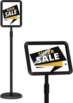 Sign Holder - 8.5x11 inch Sign Stand Holder Adjustable Display Stand Floor Standing Sign Holder, Signage Stand with Snap-Open Frame Display for Malls,Schools,Restaurants (Black)