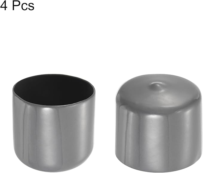 uxcell 4pcs Rubber End Caps 47mm ID Vinyl Round End Cap Cover Screw Thread Protectors Dark Grey, 40mm Height