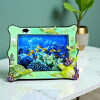 6x8 Inch Sea Turtle Resin Picture Frame - Ocean-Themed Tabletop Photo Display with Turtle Figurine, Feng Shui Lucky Wealth Home Decor, Beach & Marine Art Gallery Decor