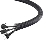 25Ft-1.5inch PET Expandable Braided Wire Sleeving,Wire Loom Cable Sleeve for TV,Computer,Home Theater,Automotive,Home Industrial,Electrical Wires,Chemical,Protect Cat from Chewing Cords,Black