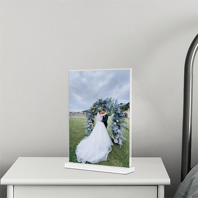 Acrylic Sign Holder 8.5x11 Inches 12 Pack T Shape Desktop Display Stand Vertical Double Sided Clear Table Menu Flyer Holder for Restaurants, Office, Shop, Wedding
