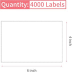 L LIKED 4000 Thermal Labels 4" x 6" Perforated Industrial Thermal Shipping Labels with 3" Core, (Commercial Grade)