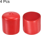 uxcell 4pcs Rubber End Caps 1 1/4"(31mm) ID Vinyl Round End Cap Cover Screw Thread Protectors Red, 30mm Height