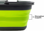 SAMMART 12L (3.17Gallon) Collapsible Tub with Handle - Portable Outdoor Picnic Basket/Crate - Foldable Shopping Bag - Space Saving Storage Container (Grey/Grass Green)