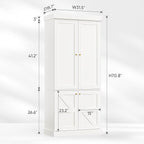 70.8" Tall Farmhouse Kitchen Pantry Cabinet with Doors, Modular Storage Cabinet with 4-Tier Adjustable Shelves, White, Wooden Hutch for Living Room, Kitchen