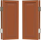 Solid Wood Interior Swing Door with Metal Hinges - Swinging Cafe Doors for Kitchen, Stairs, Bedroom Entrance & Partition (Brown, 31.5"X35.43")