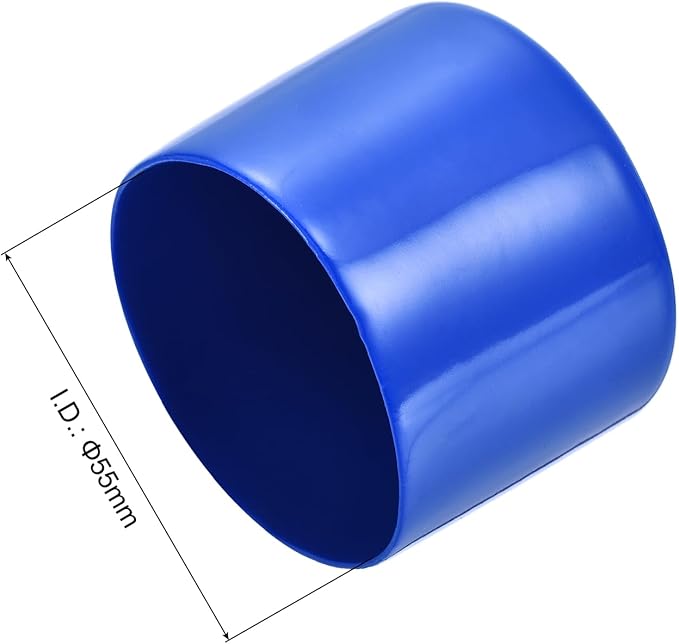 uxcell 4pcs Rubber End Caps 55mm(2 3/16") ID Vinyl Round Tube Bolt Cap Cover Screw Thread Protectors Blue, 40mm Height