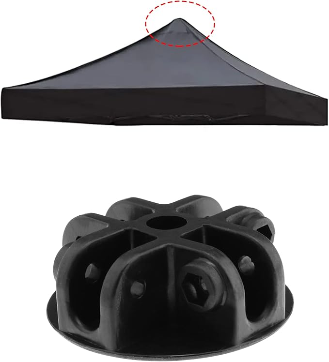 eMagTech 4-Way Roof Centre Bracket Canopy Connector Joint for Gazebo Tent Circular Apex Bracket Gazebo Tent Replacement Accessories Plastic Black