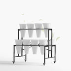 Zhongma Flower Bar Stand Display shelf with White Buckets for Fresh and Diy flowers Bouquet Rack Organizer Heavy Duty Flower Bucket Stand with Wheels