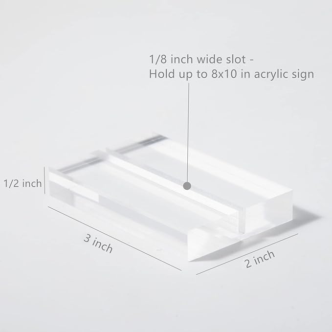 UNIQOOO 3" Clear Acrylic Stand | 10 Pack 3mm Slot Wedding Sign Holders, Perfect for Wedding, Table Number, Exhibition, Office, Restaurant, Business