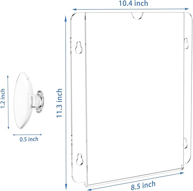 HIIMIEI Acrylic Window Sign Holder with Suction Cup 8.5 X 11, Clear Acrylic Frames Glass Door Wall Mount Advertising Signage Sign Holder for Mall, Office, Home, Store, Restaurant