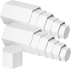 Jetec Hexagonal Jewelry Display Risers Hexagonal Market Display Risers Stands Acrylic Showcase Acrylic Stand for Jewelry Model Figures Decoration, 6 Sizes(White,24 Pieces)
