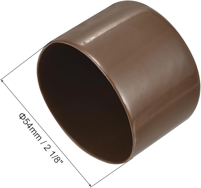 uxcell 4pcs Rubber End Caps 54mm(2 1/8") ID Vinyl Round Tube Bolt Cap Cover Screw Thread Protectors Brown, 40mm Height