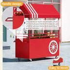 Portable Food Vendor Cart, Mobile Street Stall for Outdoor Events, Iron Market Stand for Markets & Festivals, Commercial Food Truck, Pink, 140cm/55in