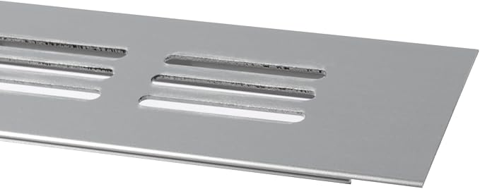 Vent Systems 11.81 x 1.57 (Outer Size) Rectangular Door Vent - Silver Aluminum Vent Cover, Toe Kick Vent Cover - HVAC for Home Improvement Cabinet Vent - Intake/Exhaust Door Return Air Vent