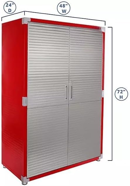 Heavy Duty Storage Solid Stainless Steel Cabinet with Lockable, Adjustable Shelf, Metal Garage Organizer (Red, 48" W x 24" D x 72" H)