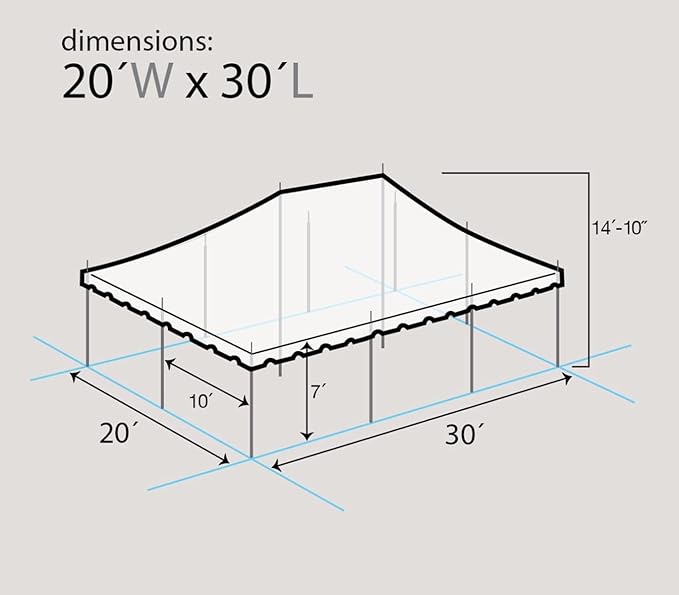 TentandTable 20' x 30' Premium Canopy Tent, White, Outdoor Pole Tent, 60-120 Person Capacity for Parties, Weddings, Events, Commercial and Residential Use, Large Heavy Duty Vinyl Canopy Tents