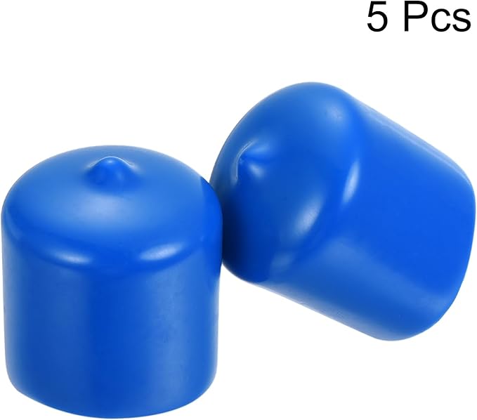 uxcell 5pcs Rubber End Caps 26mm ID Vinyl Round Tube Bolt Cap Cover Screw Thread Protectors Blue