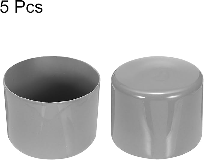 uxcell 5pcs Rubber End Caps Protective Caps 55mm ID Vinyl PVC Round Tube Bolt Cap Cover Screw Thread Protectors Light Gray