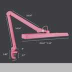 Neatfi XL 2,500 Lumens LED Task Lamp, 22 Inches Wide, 30W, 162 Pcs SMD LED, Eye-Caring, Desk Light with Clamp for Home, Office, and Study Room (Non-CCT, Pink)