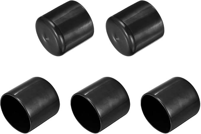uxcell 5pcs Rubber End Caps 1 11/16"(43mm) ID Vinyl PVC Round Tube Bolt Cap Cover Screw Thread Protectors Black