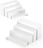 Black Matte Metal Display Stand,8 Pcs 2 Set Display Risers, Metal Rectangular Display Shelf for Showcase, Dessert, Toys, Perfume (8Pcs-Black, L7''x8''x9'')