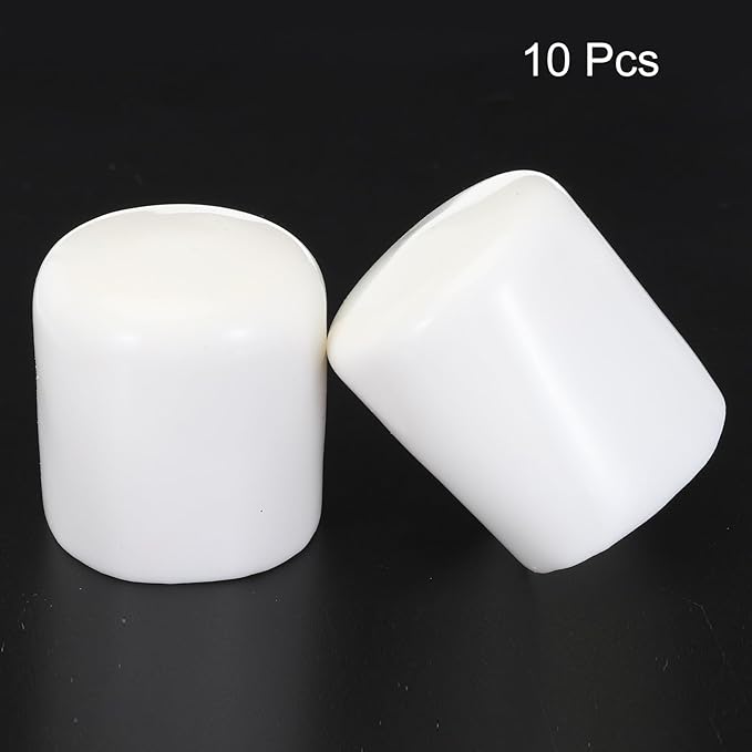 uxcell 10pcs Rubber End Caps 40mm ID Vinyl Round Tube Bolt Cap Cover Screw Thread Protectors White