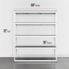 SafeRacks Modular Garage Shelving - 5 Tier Storage Shelves, Tall Metal Rack Shelves for Storage, Heavy Duty Steel Shelf Organizer for Garage, Or Kitchen Pantry (White, 18 x 60 x 72)