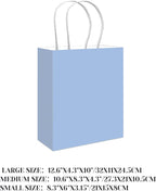 qiqee 100PCS Gift Bag with Handles Bulk Light Blue Paper Bags Assorted Sizes(33pcs Large 13",33pcs Medium 11",34pcs Small 8")