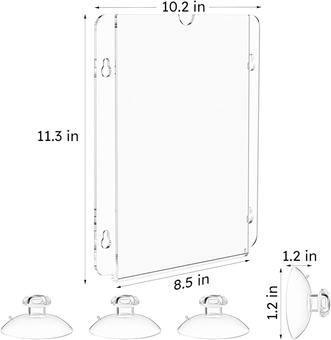 NIUBEE Acrylic Window Sign Holder with Suction Cups 8.5 X 11, Clear Acrylic Frames Glass Door Mount, Displaying Artworks, Menus, for Office, School Hallway, Home, Restaurant (12 Pack)