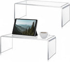2 Pcs 17 inch Large Acrylic Risers Display Stands 8 mm Thick Acrylic Shelf Riser Showcase for Collectibles Jewelry Cupcakes Food Figures Perfume Cabinet (Clear)