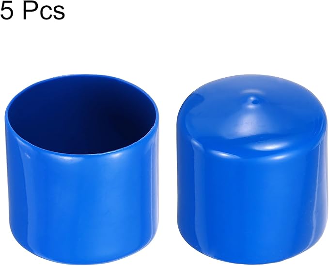 uxcell 5pcs Rubber End Caps 45mm(1.8 Inch) ID Vinyl PVC Round Tube Bolt Cap Cover Screw Thread Protectors Blue