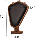 Walnut Color Body Wood Necklace Display Stand with Black Leather Soft Mat Necklace Holder Organizer Desktop Stand for Home Store Dresser-4.45"x8.4"x12"