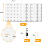 6Pcs Pegboard, Peg Board, Metal Pegboard Wall Organizer Panels Accessories, Mount Display Pegboard Kits for Walls Garage Craft Room Office Workshop, Easy Installation (White)