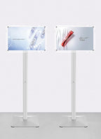 DISPLAYSWORKER Adjustable Heavy Duty Pedestal Acrylic Sign holder floor Stand,sign stand poster stand ,Standing Floor for 11 x 17 inch,Silver (silver, acrylic frame 11-x-17-inch)