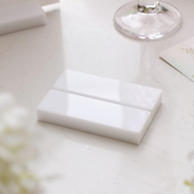 UNIQOOO 3" White Acrylic Stand | 20 Pack 3mm Slot Wedding Sign Holders, Perfect for Wedding, Table Number, Exhibition, Office, Restaurant, Business