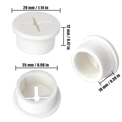 12 Pcs Cable Cord Grommet Silicone Cable Grommet 1" Wire Hole Cover Cable Management Wire Organizer Cable Pass Through Desk Grommet for Table, Computer Desk, Office, Home (White)