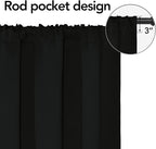 Easy-Going Rod Pocket Blackout Curtains for Bedroom, Room Darkening Window Curtains for Living Room, Thermal Insulated Noise Reduction Solid Window Drapes, 2 Panels(42x54 in, Black)