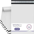 White Large Poly Mailers 12x15.5 Inch | Strong Adhesive Self-Seal Mailer Bag | Tear, Tamper, Water Resistant Shipping Envelopes | Thick Strong polymailer Bags | Clothing Shipping Bags | 500 Pcs Bulk