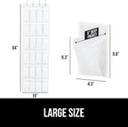 GORILLA GRIP Over the Door Shoe Organizer, 24 Extra Large Breathable Mesh Pockets, Space Saving Hanging Storage Holder, 4 Hook Closet Rack Hanger, Hangs on Closets for Shoes and Accessories, White
