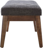 24KF Linen Upholstered Buttons Tufted Entryway Bench with Solid Wood Leg,Bed Bench Ottoman with Padded Seat,5034-Dark Gray