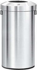 EKO 32-Gallon Round Stainless Steel Open Top Trash Can, Large Commercial Waste Bin with Detachable Lid and Carrying Handle, Brushed Metal Garbage Bin for Home, Office, Restaurant, Restroom