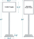 Sign Stand for Display, 11lbs Integrated Rod Heavy Duty Pedestal Floor Signage Stand Holder, for Outdoor or Indoor Advertising (11 x 17, Silver, 3Pack)