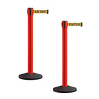 Crowd Control Warehouse CCW Series RBB-150 - Set of 2 Stanchion Retractable Belt Barriers - 16 Foot, Yellow"Caution - DO NOT Enter" Black Letters Belt with Red Post - Easy Assembly
