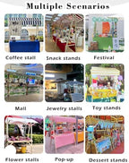 Foldable Wooden Market Stall Display Stand with Canopy & Tablecloth - Outdoor Concession Booth for Crafts, Toys, Food & Lemonade - Retail Kiosk, Portable 180x60cm (Red)
