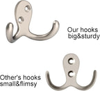IBosins 20 Pack Heavy Duty Coat Hooks Wall Mounted with 40 Screws Wall Hooks Retro Double Prong Hooks Utility Hooks for Coat, Scarf, Bag, Towel, Key, Cap, Cup, Hat