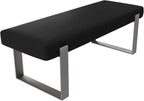 VANT Upholstered Bed Bench - Vintage Leather Jet Black - Brushed Nickel - Contemporary Modern, Bedroom Bench Seat, Hallway, or Entryway