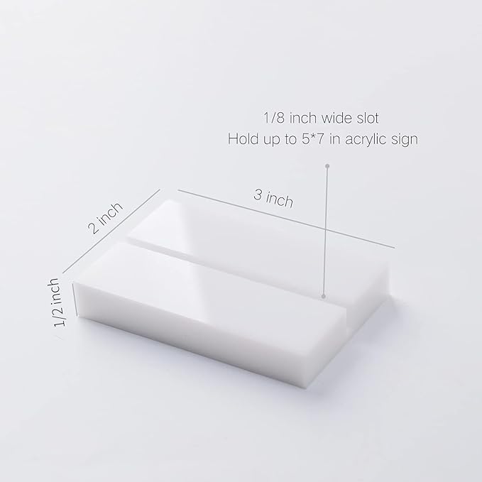 UNIQOOO 3" White Acrylic Stand | 20 Pack 3mm Slot Wedding Sign Holders, Perfect for Wedding, Table Number, Exhibition, Office, Restaurant, Business