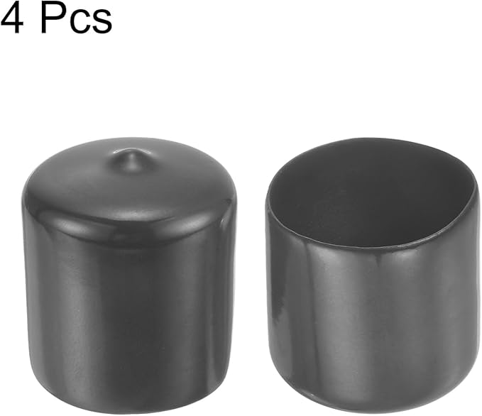 uxcell 4pcs Rubber End Caps 35mm(1 3/8") ID Vinyl Round End Cap Cover Screw Thread Protectors Dark Grey, 30mm Height